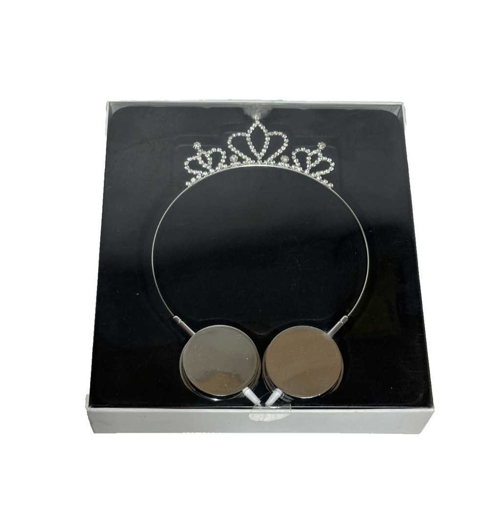 Skinnydip London Tiara Headphones Silver Rhinestone Crown Wired 3.5mm Boxed